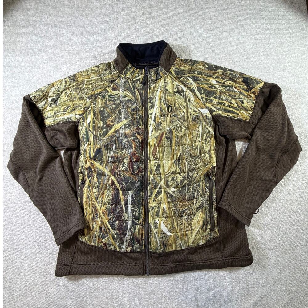 Cabela's Mens XL Tan Brown Instinct Precision Gear Camo Zip Front Jacket Hunting